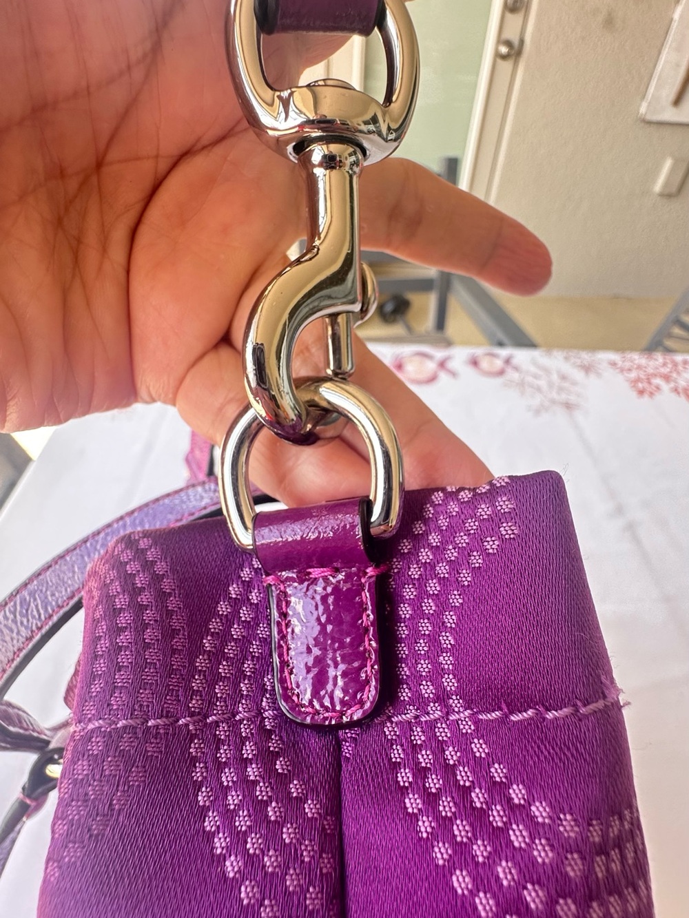 Coach Purple Signature Tote with Removable Strap - Picture 6 of 11